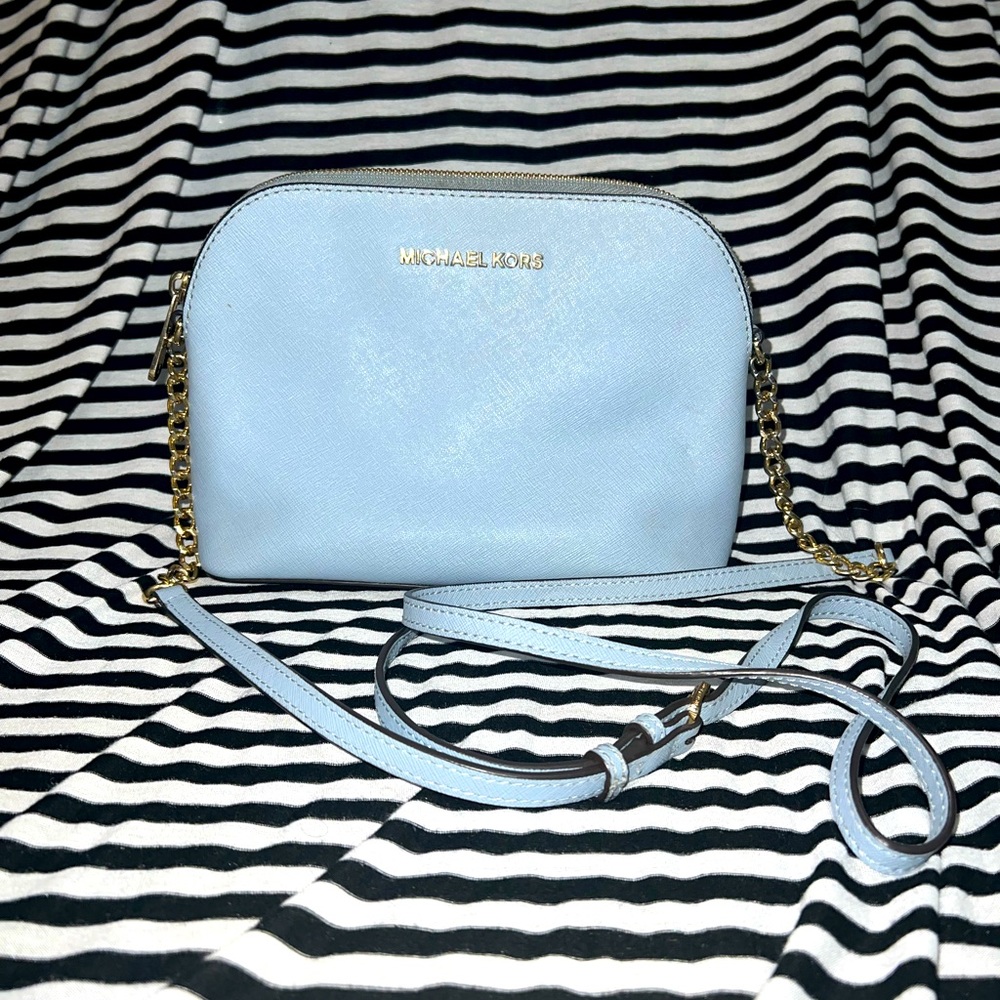 Large Sky Blue MK Saffiano Crossbody Bag